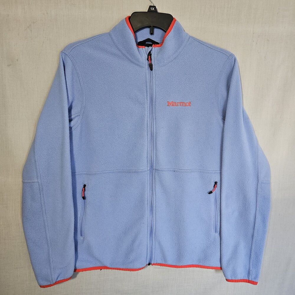 Marmot Rocklin Fleece Jacket Womens L Light Blue Full Zip Recycled Outdoor